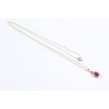 9ct gold ruby & diamond pendant necklace (1g)