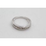 9ct white gold diamond crossover channel set ring (2.5g) size O