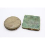 2 x Antique SHAGREEN Tobacciana Cigarette Case & Ladies Vanity Powder Compact