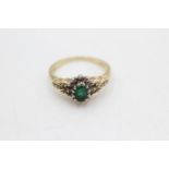 9ct gold vintage emerald & diamond dress ring (3.4g) sizer Q