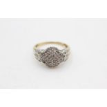 9ct gold vintage diamond cluster dress ring (3.3g) size Q