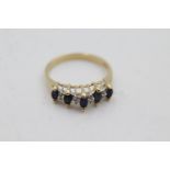 14ct gold sapphire & diamond half-eternity dress ring (2.4g) size O