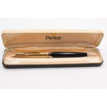 Vintage PARKER 61 Black FOUNTAIN PEN w/ Rolled Gold Cap WRITING Boxed