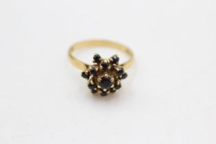 9ct gold vintage sapphire ornate ring (4.3g) size N
