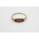 9ct gold ruby & diamond dress ring (1.9g)size P