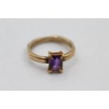 9ct gold amethyst solitaire ring (3.9g) size P