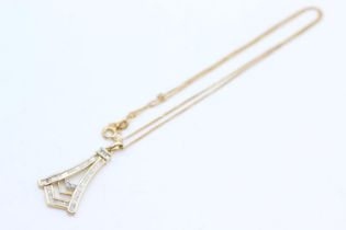 9ct gold diamond fancy pendant necklace (3.6g)