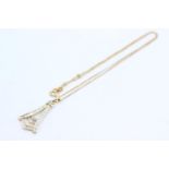 9ct gold diamond fancy pendant necklace (3.6g)