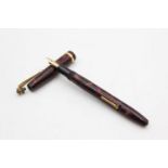 Vintage CONWAY STEWART 12 Burgundy FOUNTAIN PEN w/ 14ct Gold Nib WRITING