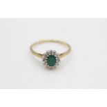 9ct gold vintage emerald & diamond dress ring (2.1g) size Q