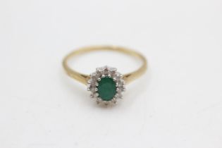 9ct gold vintage emerald & diamond dress ring (2.1g) size Q