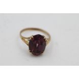 9ct gold amethyst solitaire cocktail ring (2.7g) size P