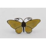 Sterling Silver Marrius Hammer Enamel Butterfly Brooch (11g)
