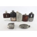 6 x Antique / Vintage BREWERIANA Hip Flasks Inc. James Dixon, Chris Middleton