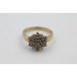 9ct gold vintage diamond cluster dress ring (3.7g) size P