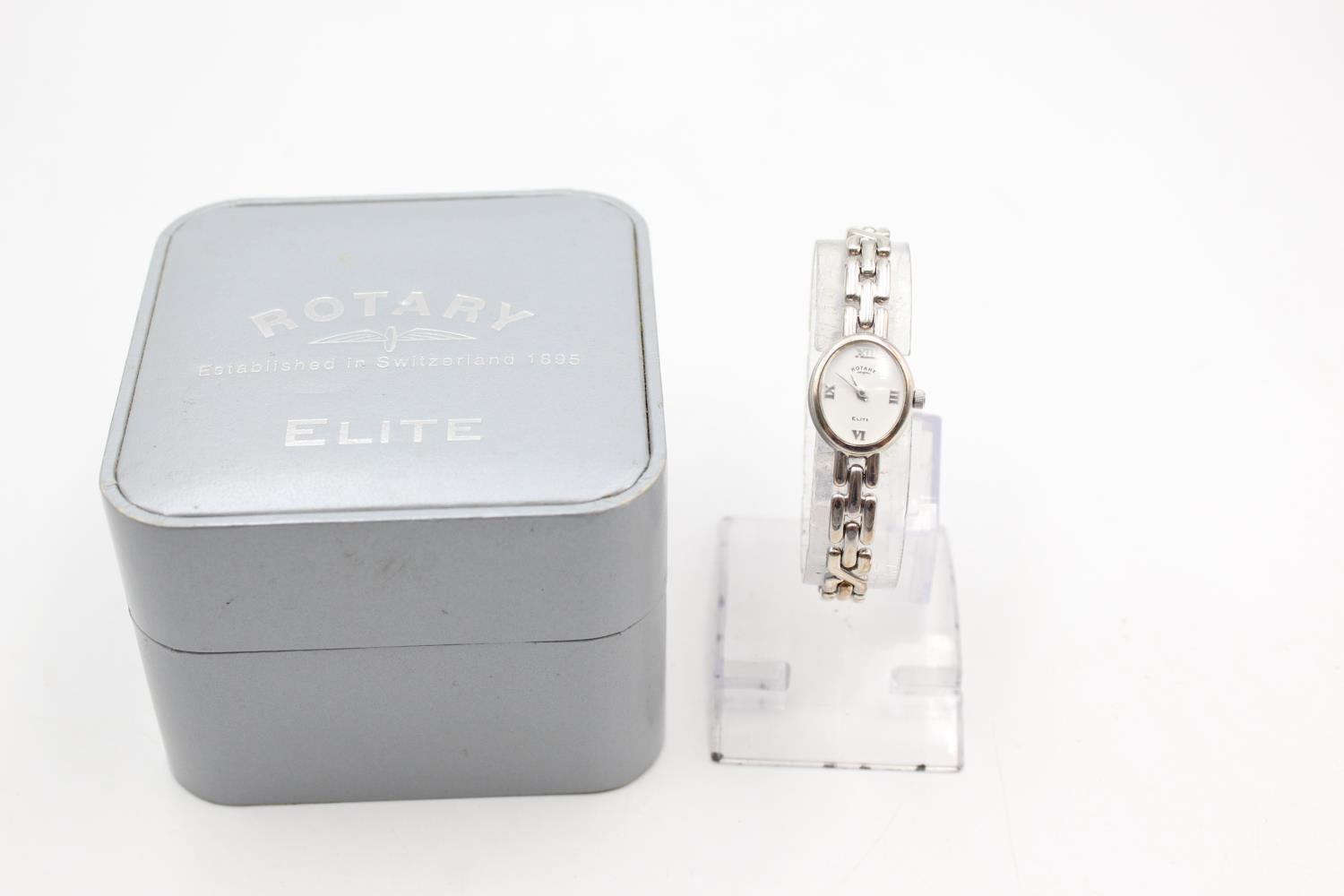 Ladies Rotary Elite .925 SILVER WRISTWATCH Quartz WORKING In Original Box (28g)