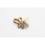 18ct gold diamond & sapphire brooch (7g)