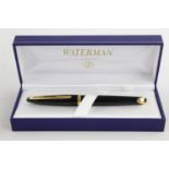 WATERMAN Carene Black Lacquer FOUNTAIN PEN w/ 18ct Gold Nib WRITING Boxed