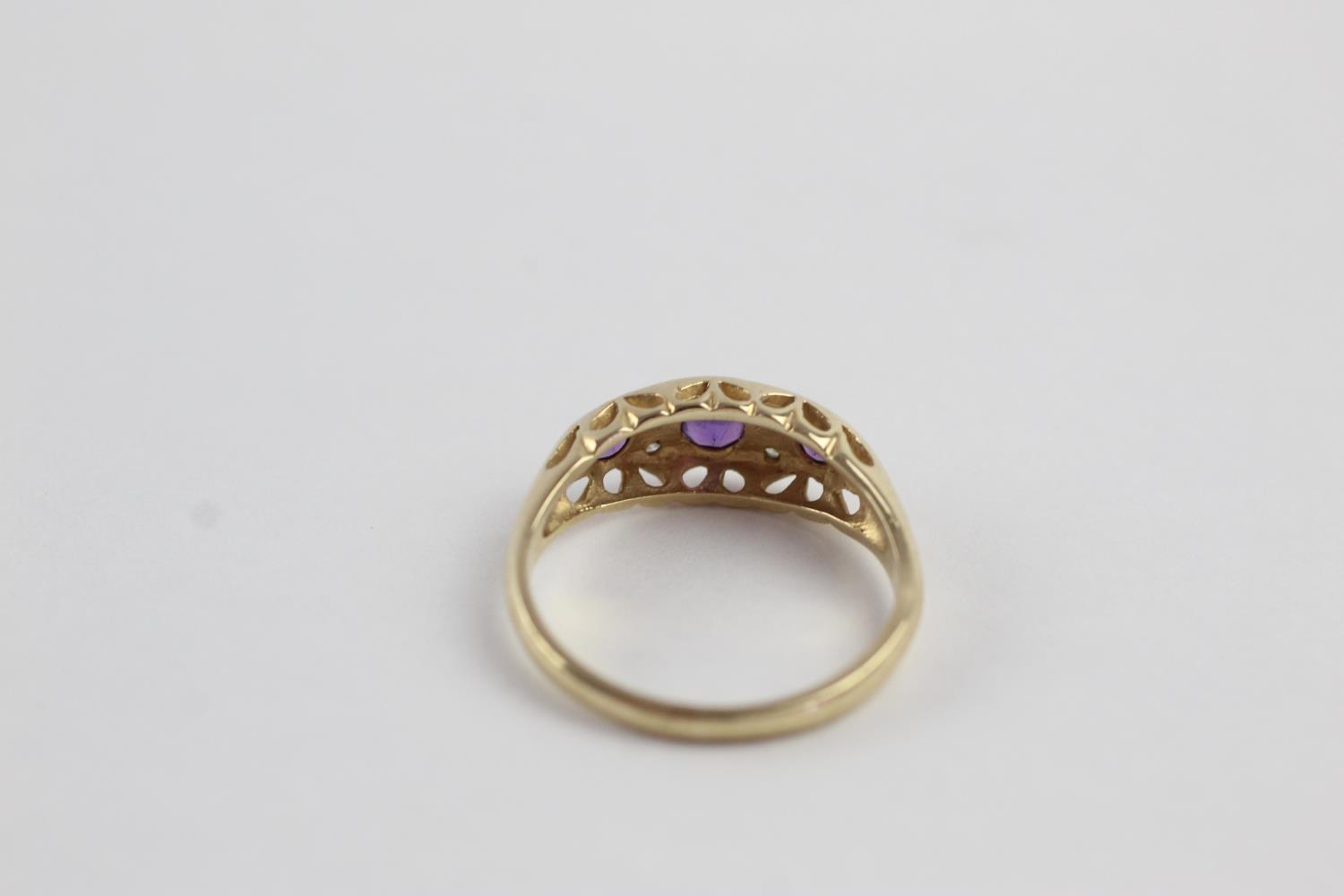 9ct gold amethyst & diamond gypsy ring (2.3g) size N - Image 4 of 7