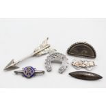 6 X Sterling Silver Antique Brooches (27g)