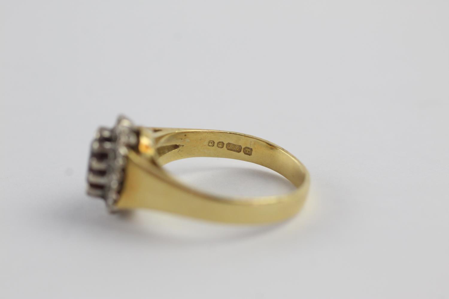 18ct gold garnet & diamond halo ring (4.8g) size N - Image 8 of 8