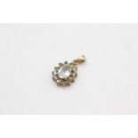 9ct gold aquamarine & green gemstone pendant (1.5g)