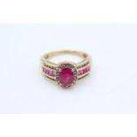 9ct gold ruby & diamond dress ring (3.4g) size R