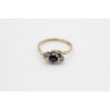 18ct gold & platinum sapphire & diamond ring (3g) size O