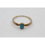9ct gold turquoise solitaire ring (1.1g) size R