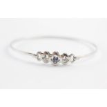 8ct white gold tanzanite & diamond bangle (4.3g)