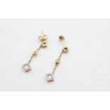 9ct gold diamond stud drop earrings (1.9g)
