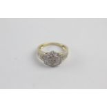 9ct gold diamond cluster ring (3.8g) size O