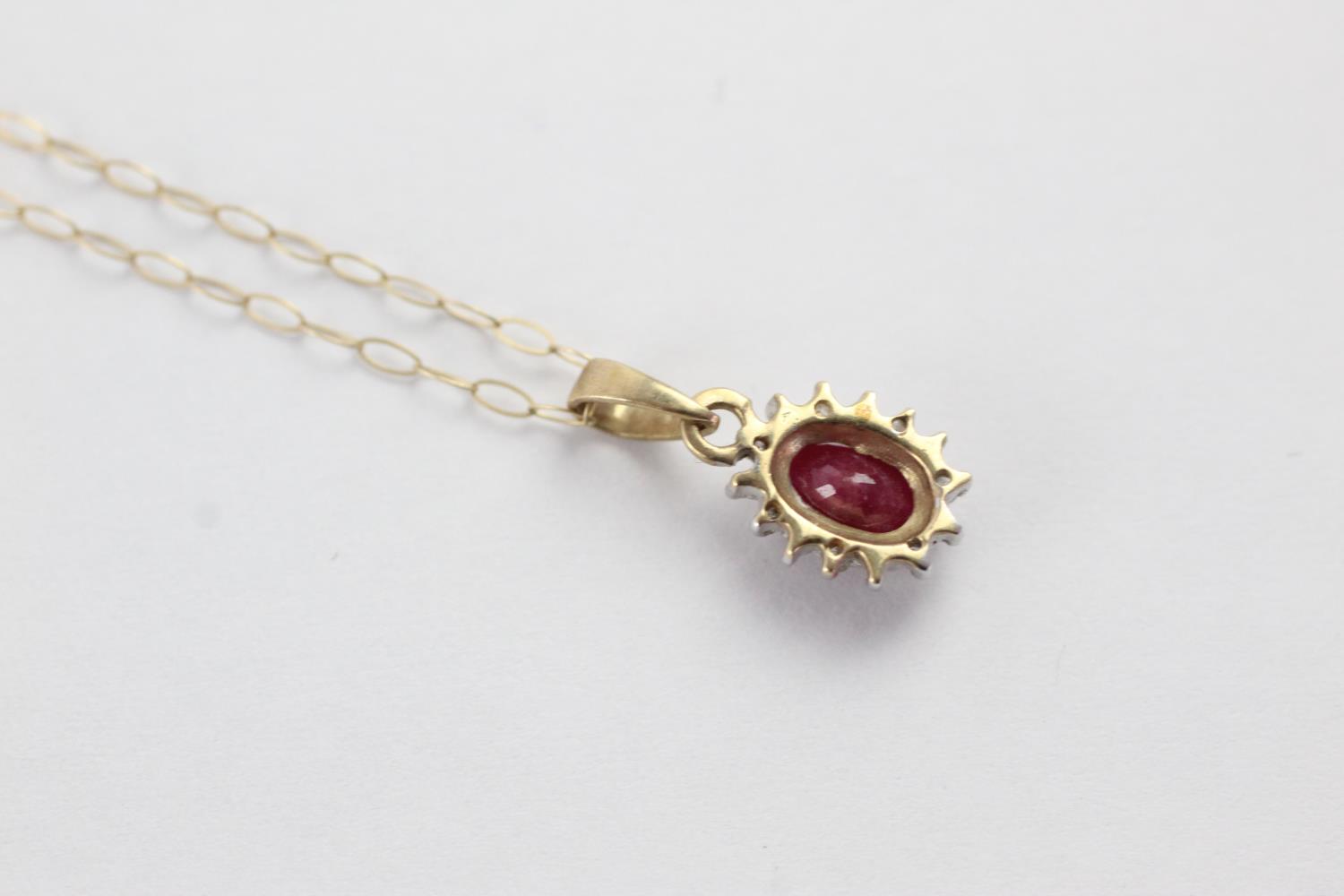 9ct gold ruby & diamond pendant necklace (1g) - Image 5 of 5