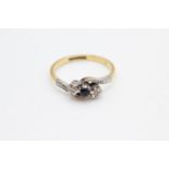 18ct gold & platinum sapphire & diamond ring (3.1g) size P