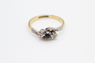 18ct gold & platinum sapphire & diamond ring (3.1g) size P