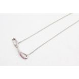 14ct white gold diamond & ruby pendant necklace (3g)