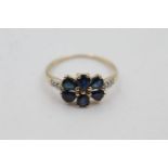 9ct gold sapphire & diamond shoulder ring (2.1g) size Q