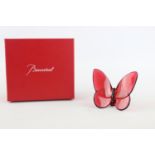 Boxed Signed BACCARAT Crystal Glass France Red Butterfly Ornament / Sculpture