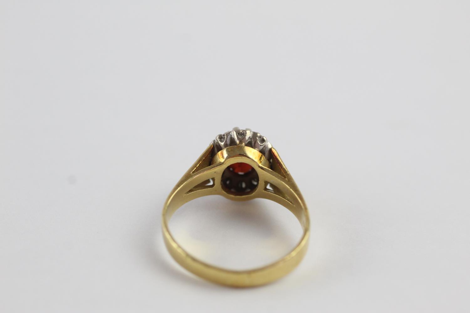 18ct gold garnet & diamond halo ring (4.8g) size N - Image 6 of 8