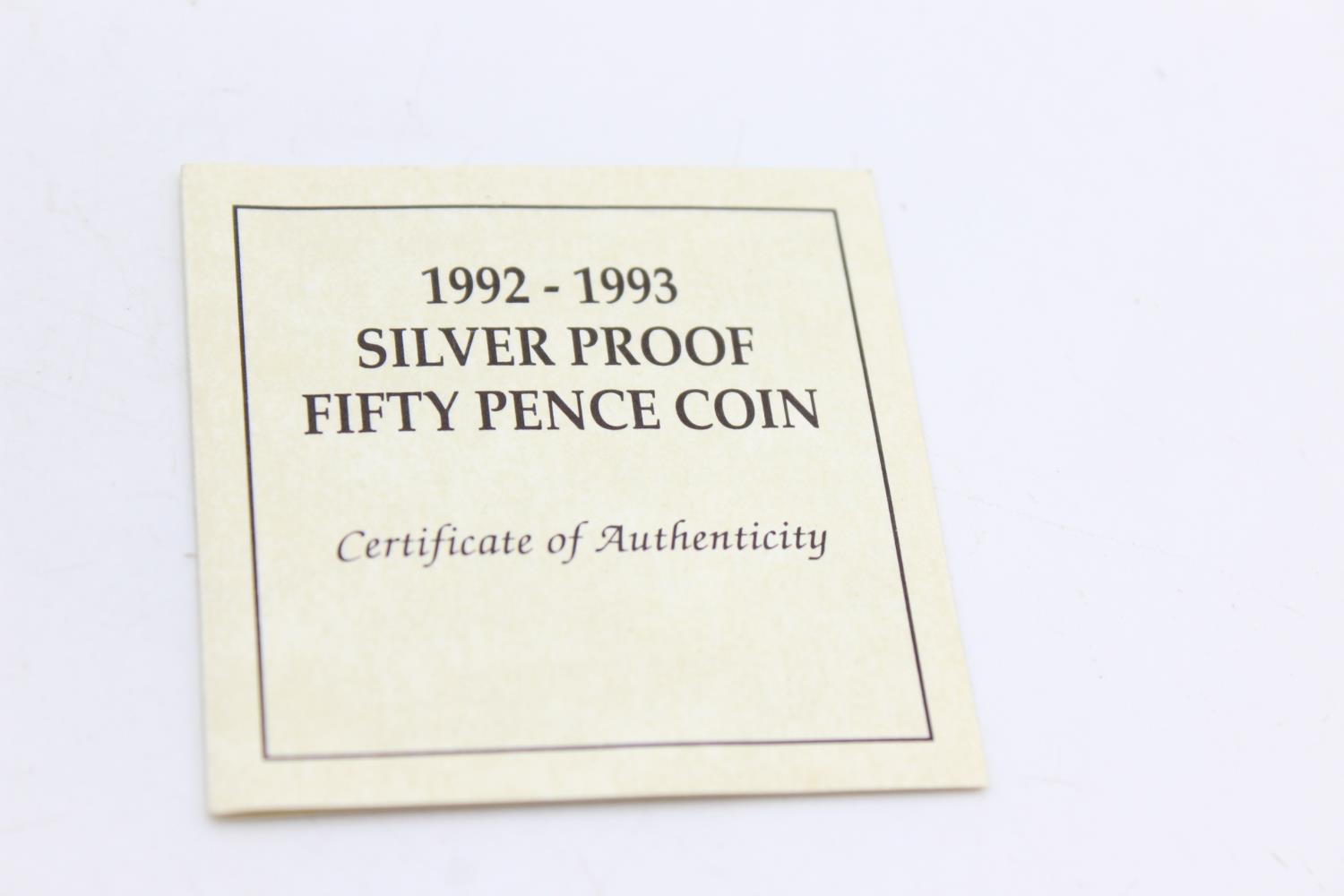ROYAL MINT .925 STERLING SILVER Proof 1992-1993 50 Pence Coin Boxed (13g) - Bild 4 aus 5