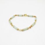 14ct gold and jadeite bracelet 20cm long 7.6g