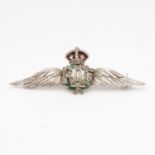 18ct gold platinum and diamond sweetheart RAF brooch 60mm long 6.1g