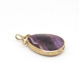 9ct gold amethyst and agate fob pendant 55mm long 29.8g