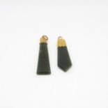 2x 9ct gold and dark jade pendants total weight 10g