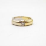 18ct gold artisan made white and yellow gold ring with a 3.65mm spread diamond 7.3g size N