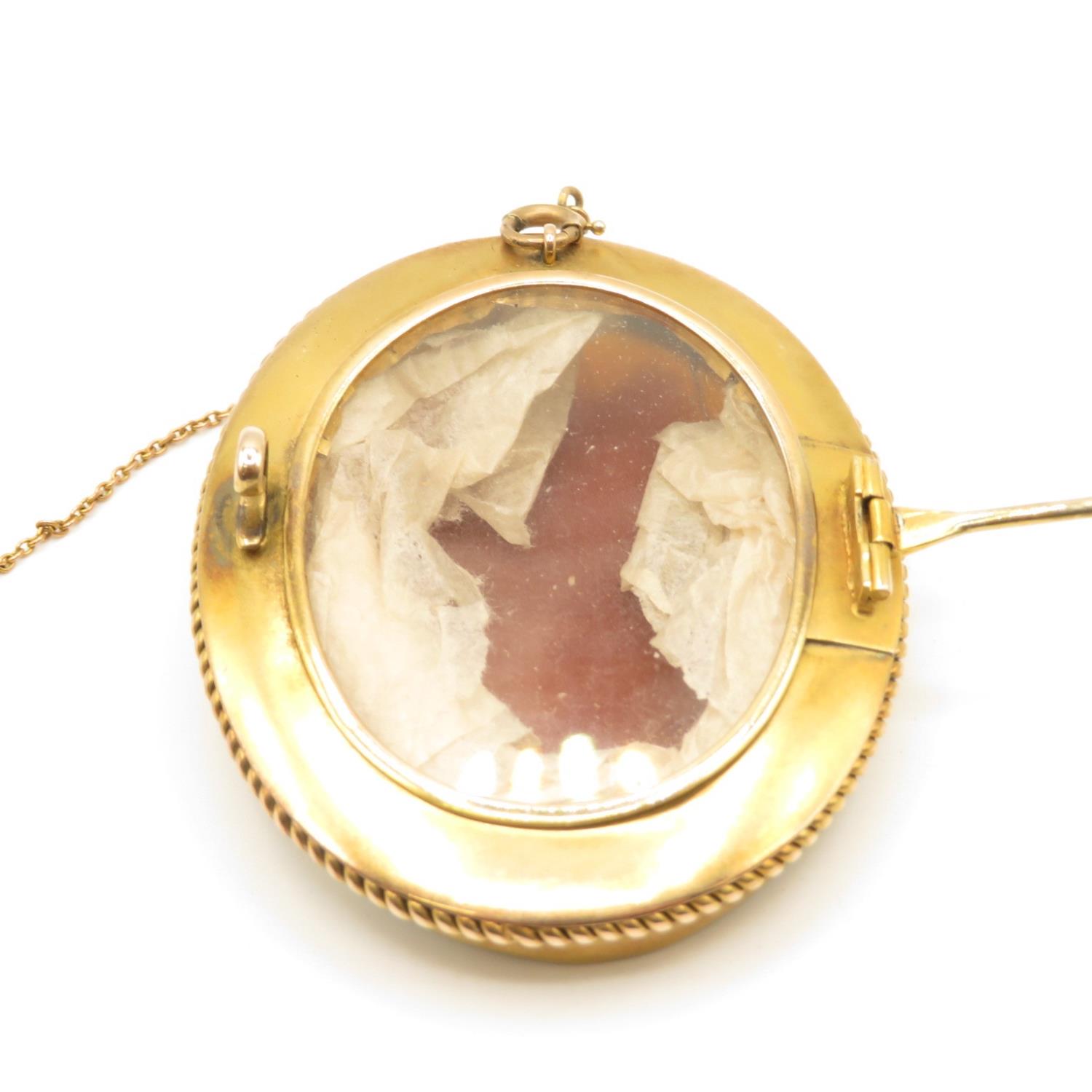 15ct boxed cameo brooch with glass back mid-Victorian 25.2g - Bild 3 aus 4