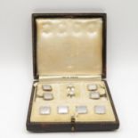9ct gold and Mother of Pearl button and stud set boxed 10.7g