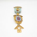 9ct gold in original leather box Masonic medal with enamel for Priory Lodge