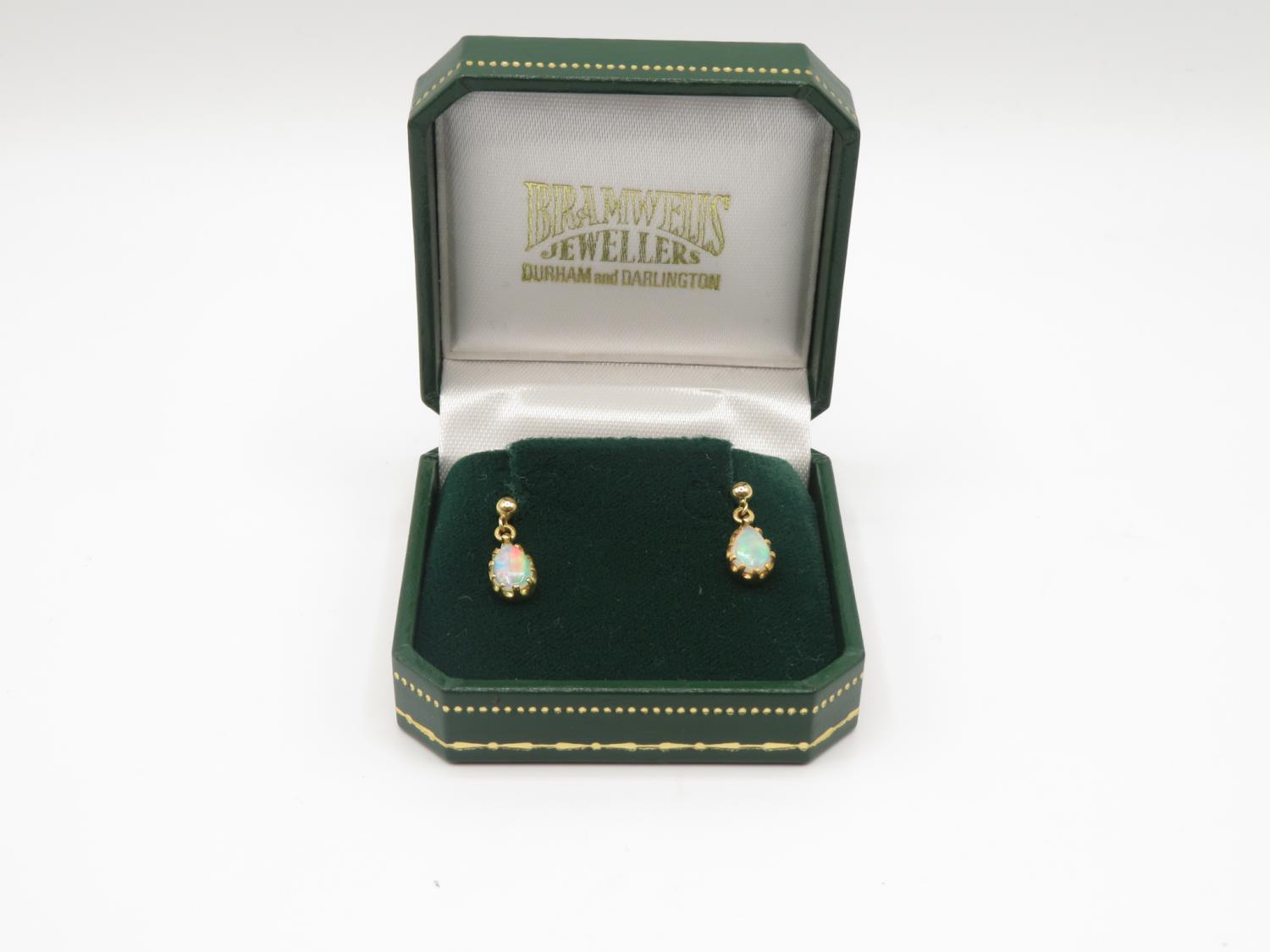 18ct gold and opal earrings boxed 1.8g - Bild 3 aus 3