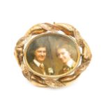 9ct gold double sided photo locket brooch 60mm wide x 50mm high fully intact pin 20g